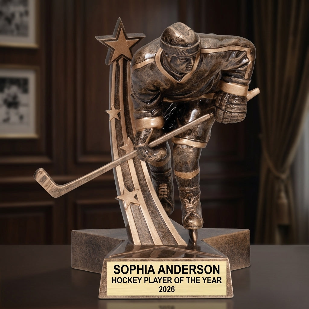 Hockey Trophy Award | Personalized Hockey Award | Custom Engraved | Hockey Gift | Team Award | Hockey Tournament | Personalized Trophy - View 3