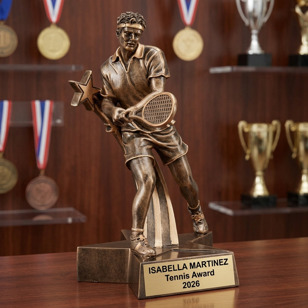 Tennis Trophy Award | Personalized | Custom Engraved | Tennis Champion | MVP | Tennis Gift - View 3