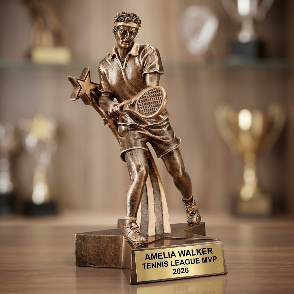 Tennis Trophy Award | Personalized | Custom Engraved | Tennis Gift | Sports Award | Champion Trophy | Tennis MVP | Gift for Tennis Player - View 4