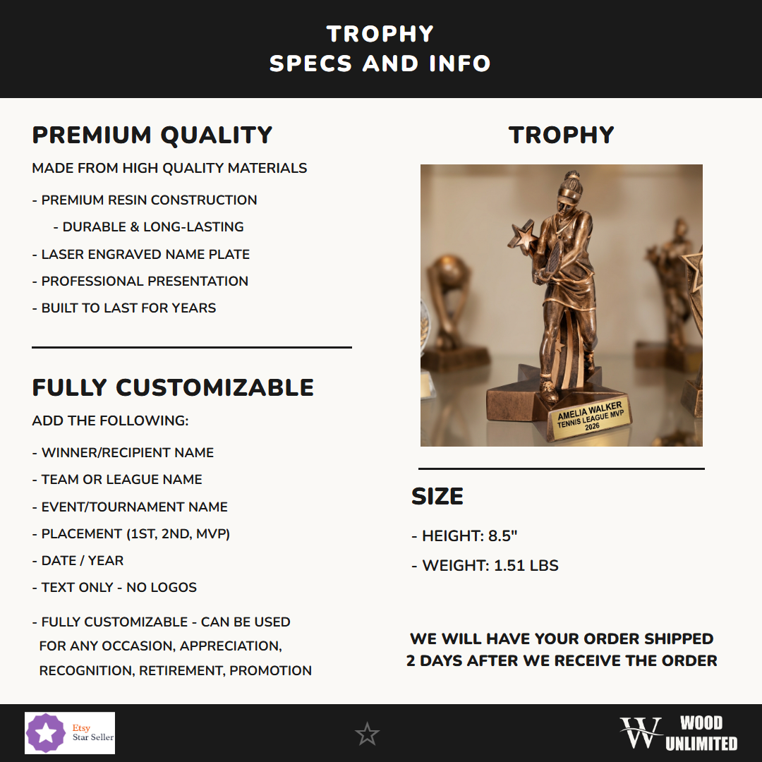 Tennis Award Trophy 8.5"