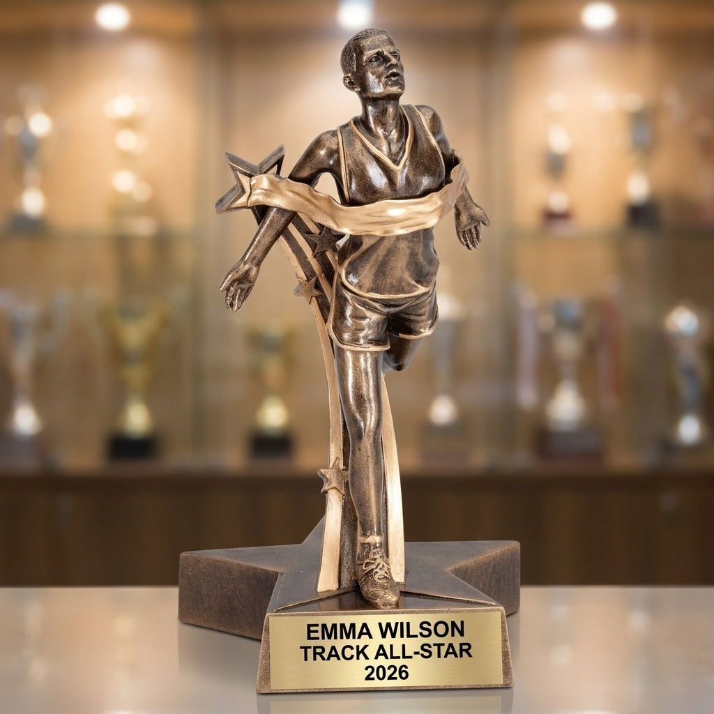 Track Award Trophy | Personalized | Custom Engraved Name Plate | Track Meet Champion | Running Trophy - View 1