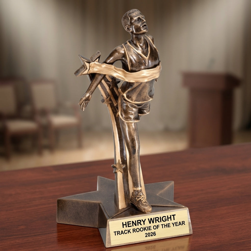 Track Award Trophy | Personalized | Custom Engraved Name Plate | Track Meet Champion | Running Trophy - View 2