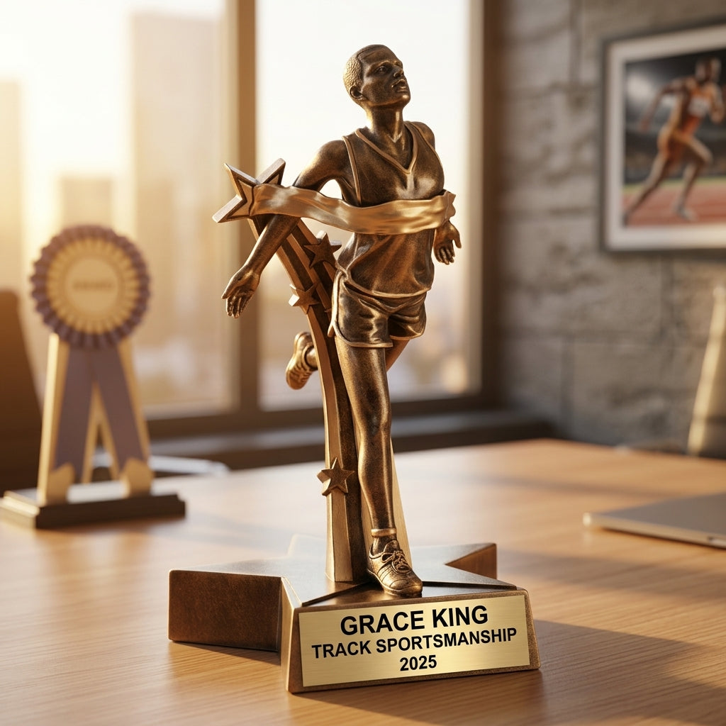 Track Award Trophy | Personalized | Custom Engraved Name Plate | Track Meet Champion | Running Trophy - View 5