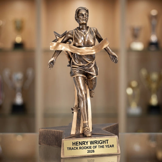 Track Trophy Award | Personalized | Custom Engraved | Female Runner | Track Meet | Cross Country | Running Gift - View 1
