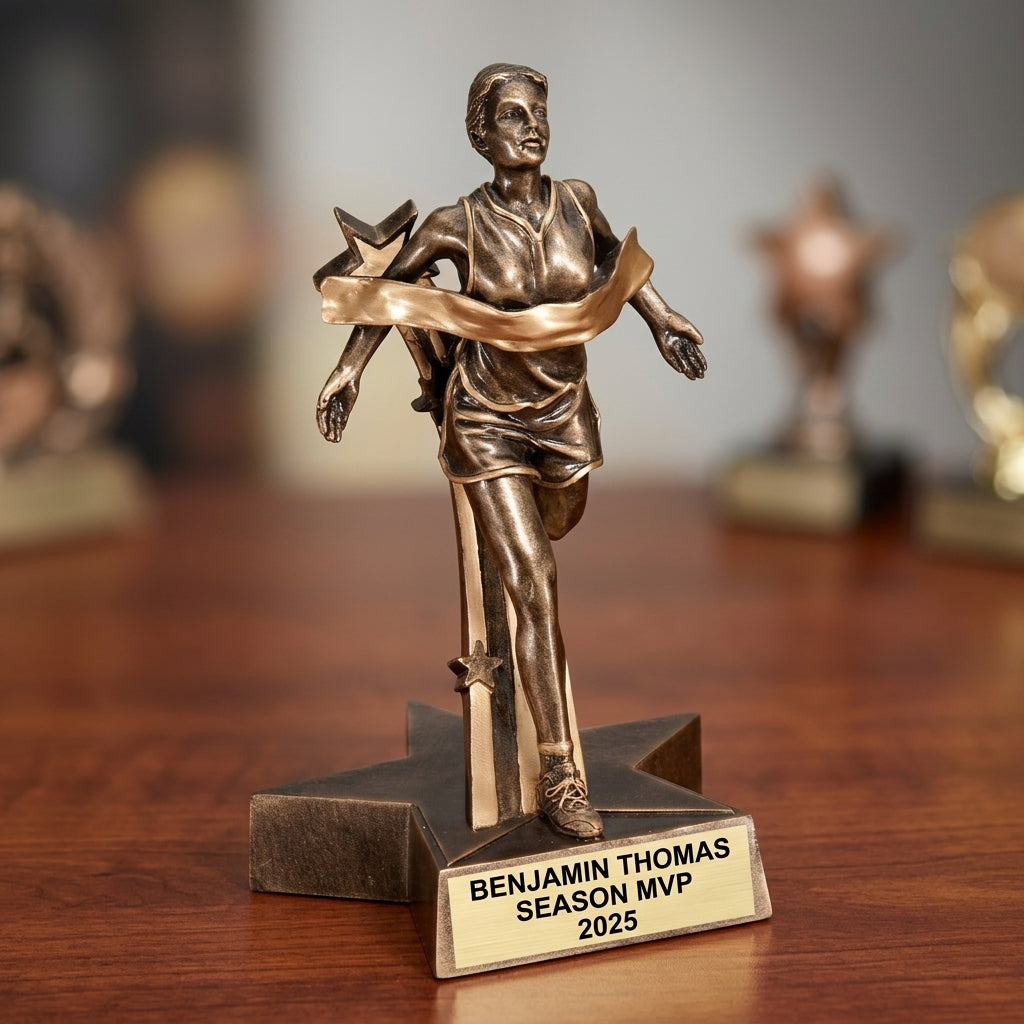 Track Trophy Award | Personalized | Custom Engraved | Female Runner | Track Meet | Cross Country | Running Gift - View 2