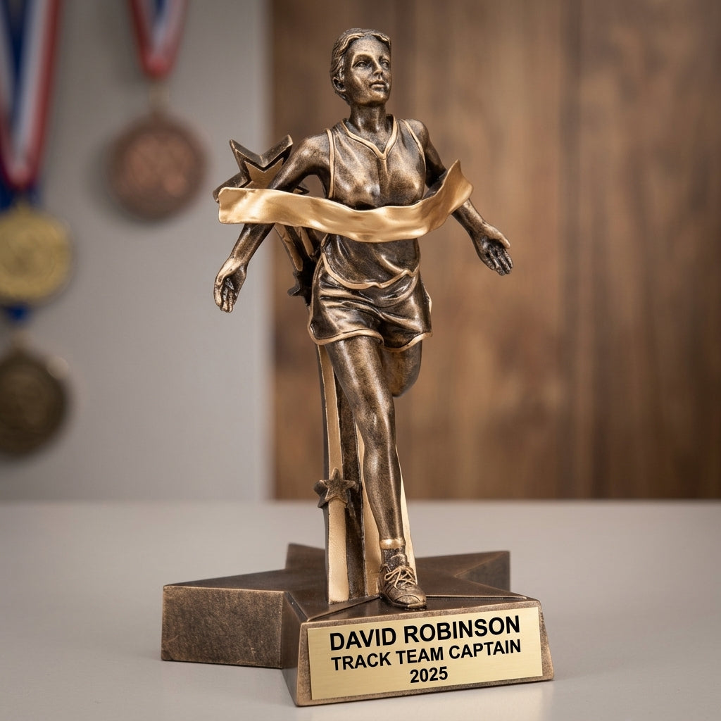 Track Trophy Award | Personalized | Custom Engraved | Female Runner | Track Meet | Cross Country | Running Gift - View 3