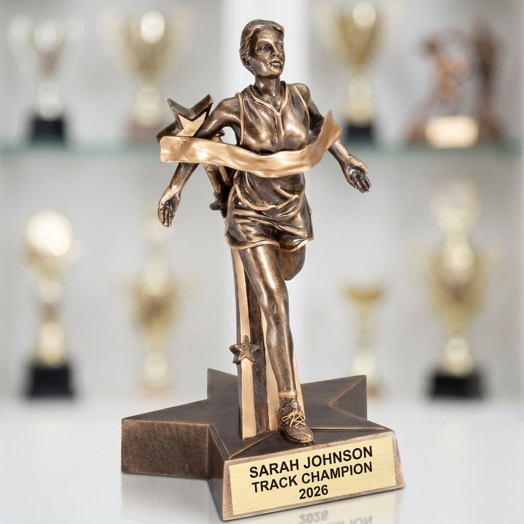 Track Trophy Award | Personalized | Custom Engraved | Female Runner | Track Meet | Cross Country | Running Gift - View 4