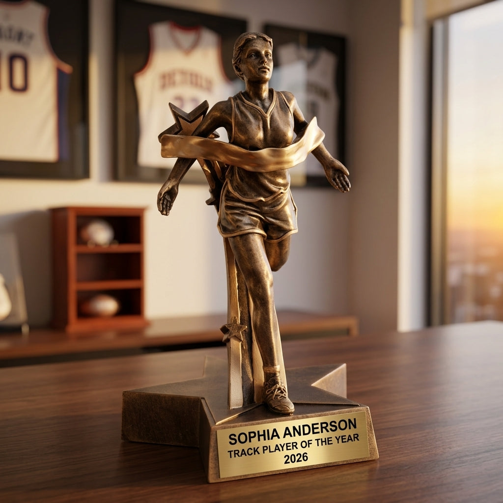 Track Trophy Award | Personalized | Custom Engraved | Female Runner | Track Meet | Cross Country | Running Gift - View 5