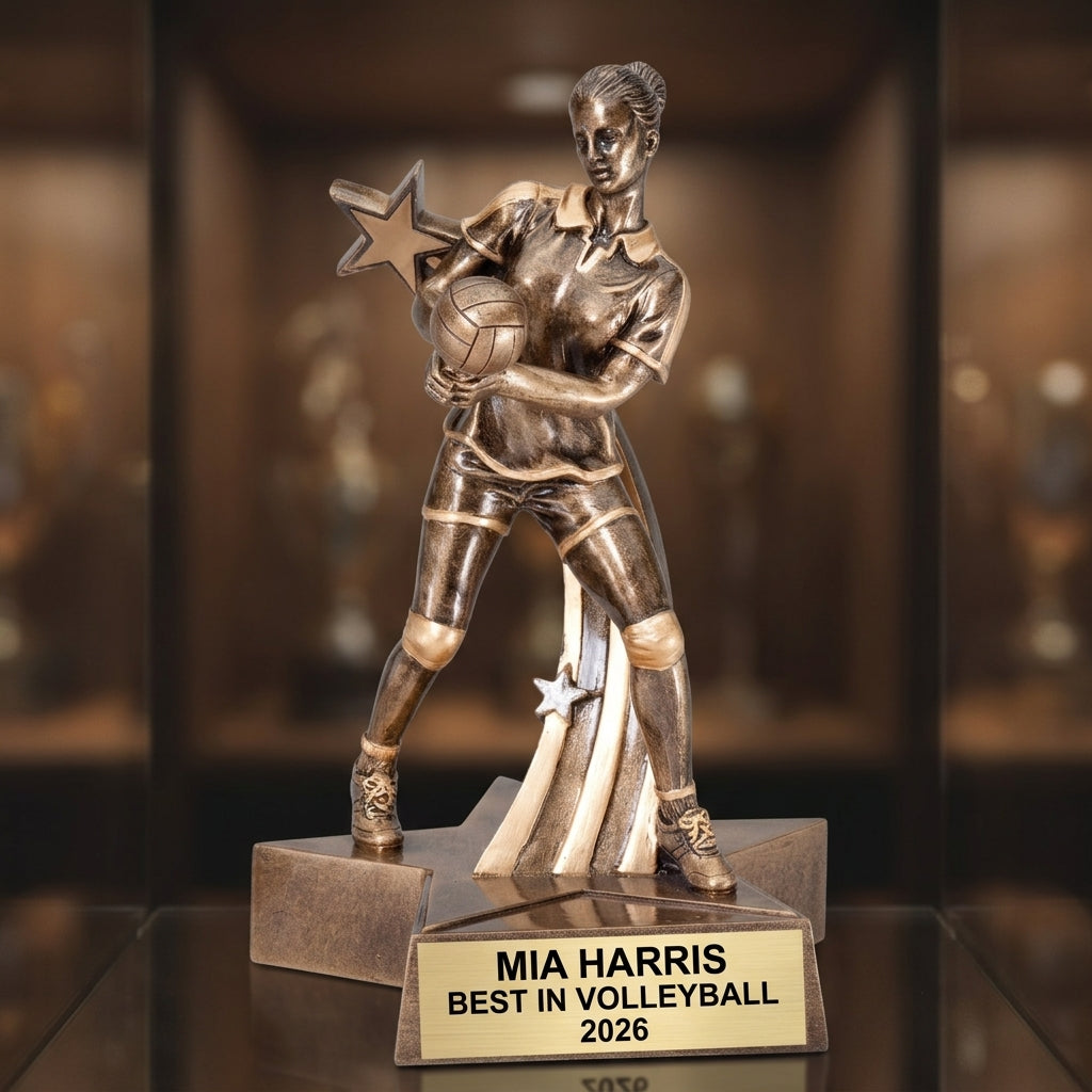 Volleyball Award Trophy | Personalized | Custom Engraved | Female Volleyball Player | MVP Award | Tournament Trophy - View 1
