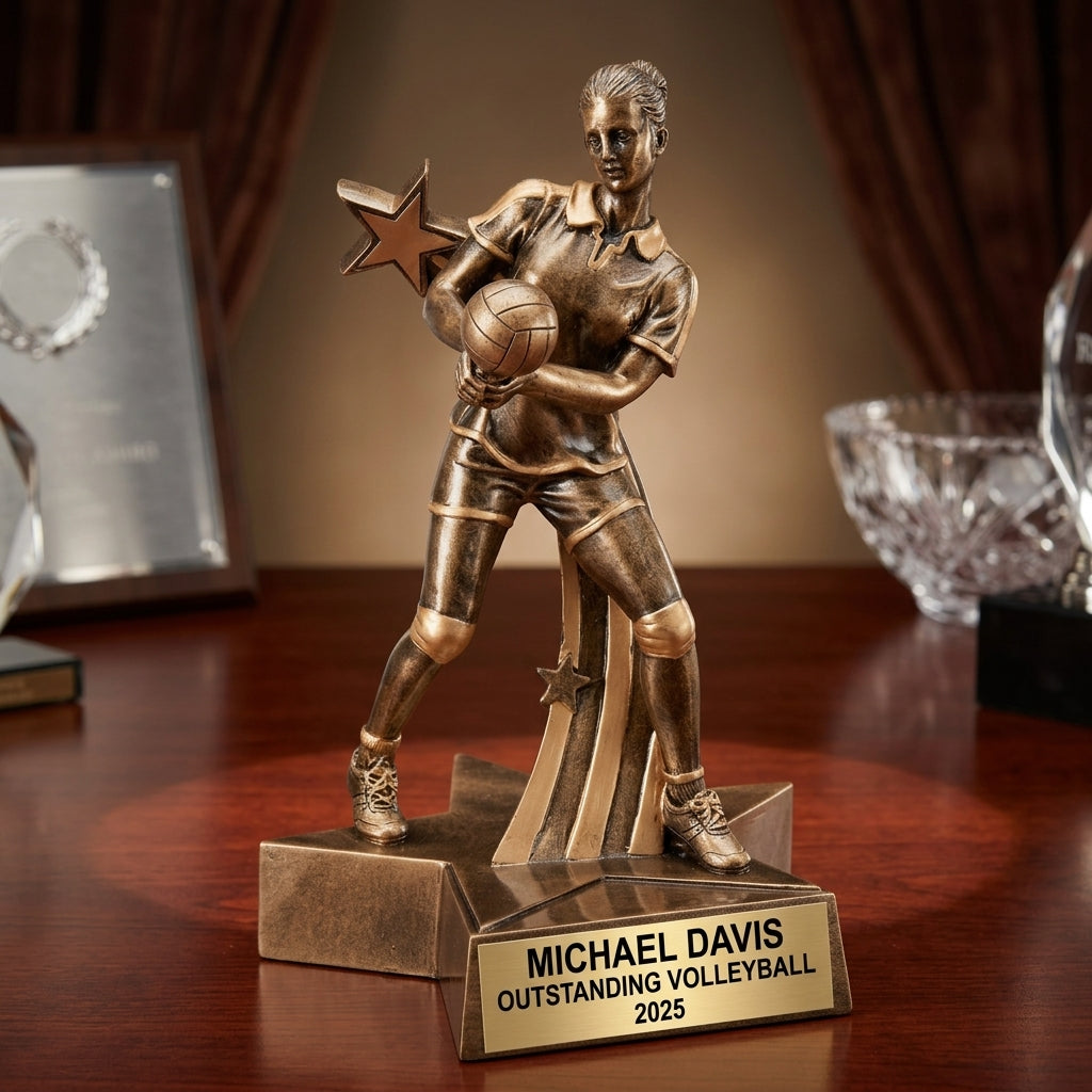 Volleyball Award Trophy | Personalized | Custom Engraved | Female Volleyball Player | MVP Award | Tournament Trophy - View 2