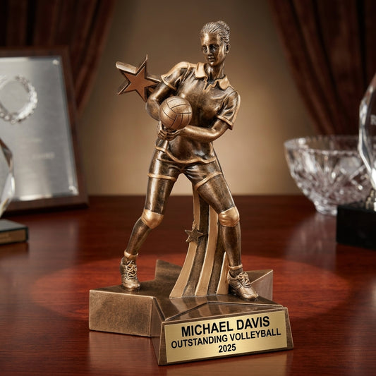 Volleyball Award Trophy | Personalized | Custom Engraved | Female Volleyball Player | MVP Award | Tournament Trophy - View 2