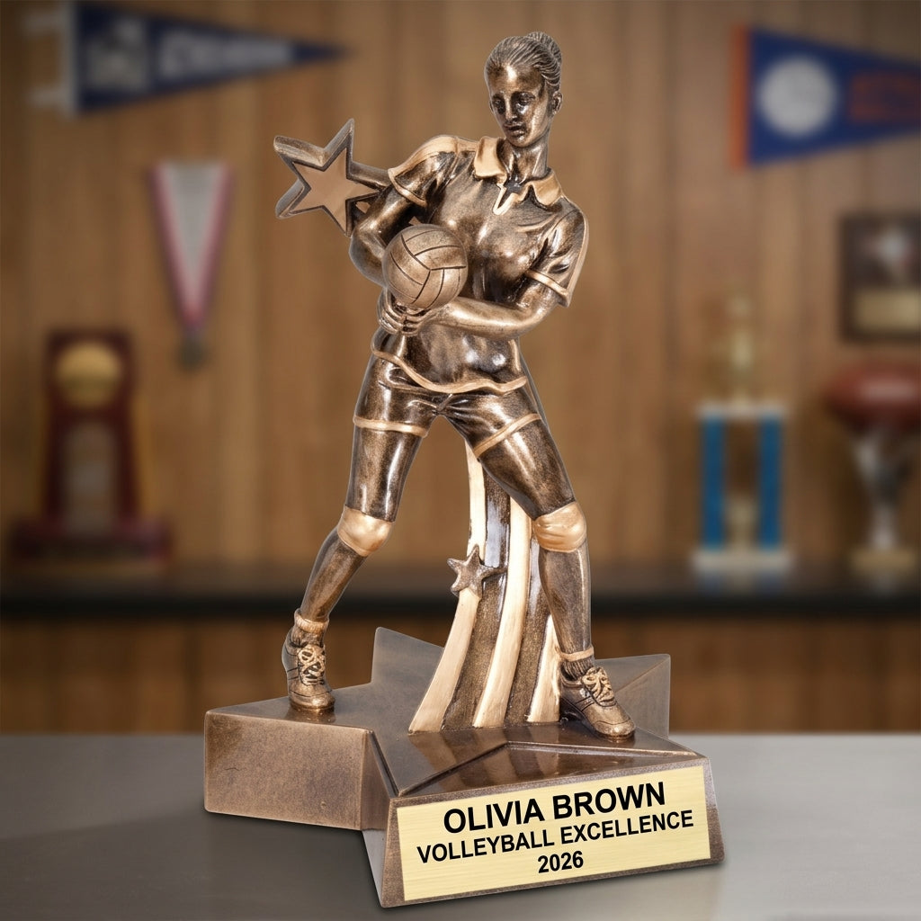 Volleyball Award Trophy | Personalized | Custom Engraved | Female Volleyball Player | MVP Award | Tournament Trophy - View 3