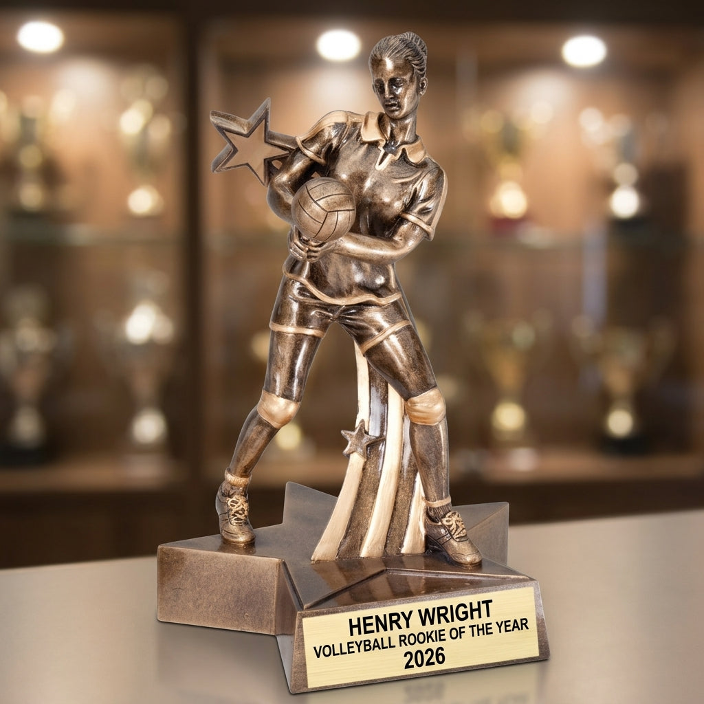 Volleyball Award Trophy | Personalized | Custom Engraved | Female Volleyball Player | MVP Award | Tournament Trophy - View 4