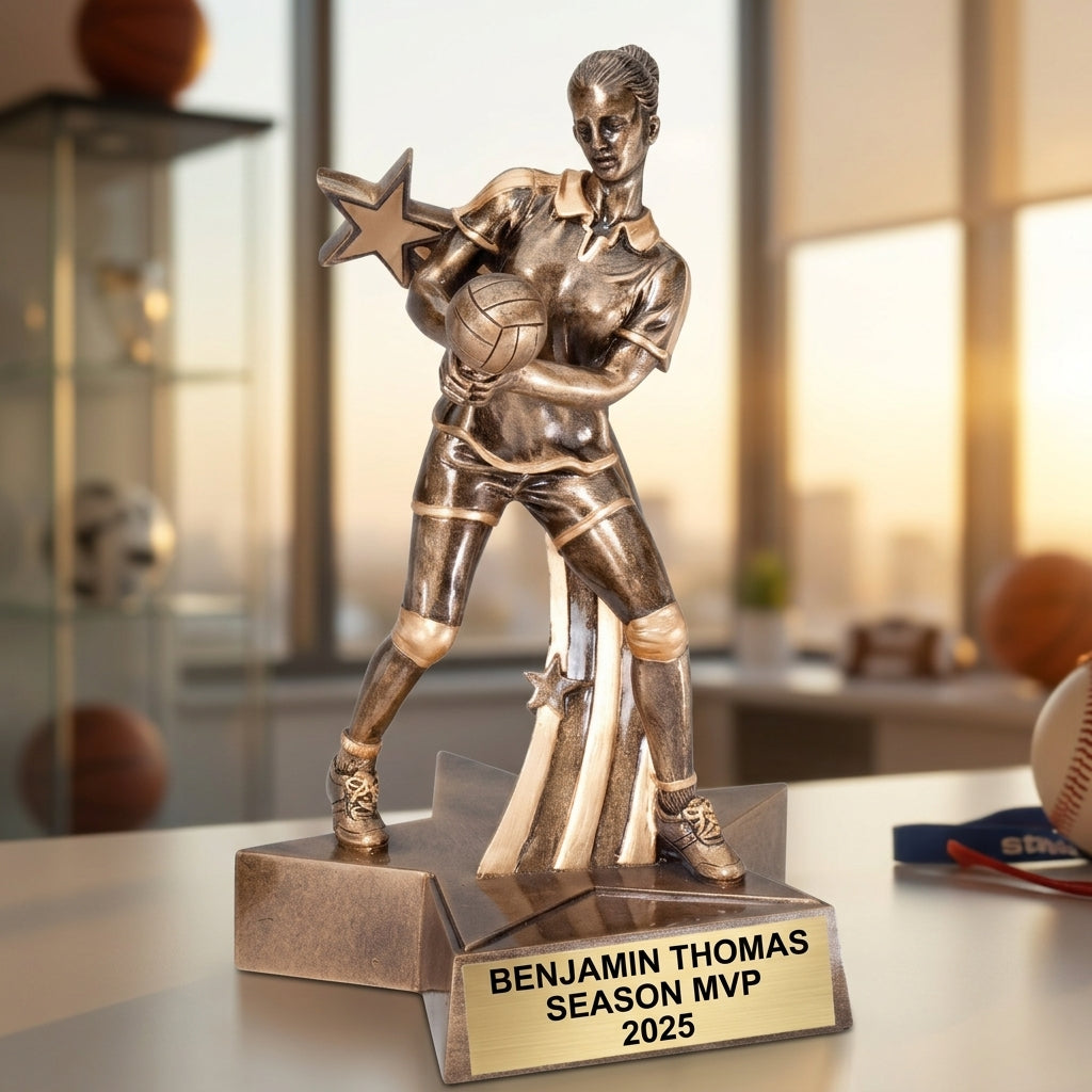 Volleyball Award Trophy | Personalized | Custom Engraved | Female Volleyball Player | MVP Award | Tournament Trophy - View 5