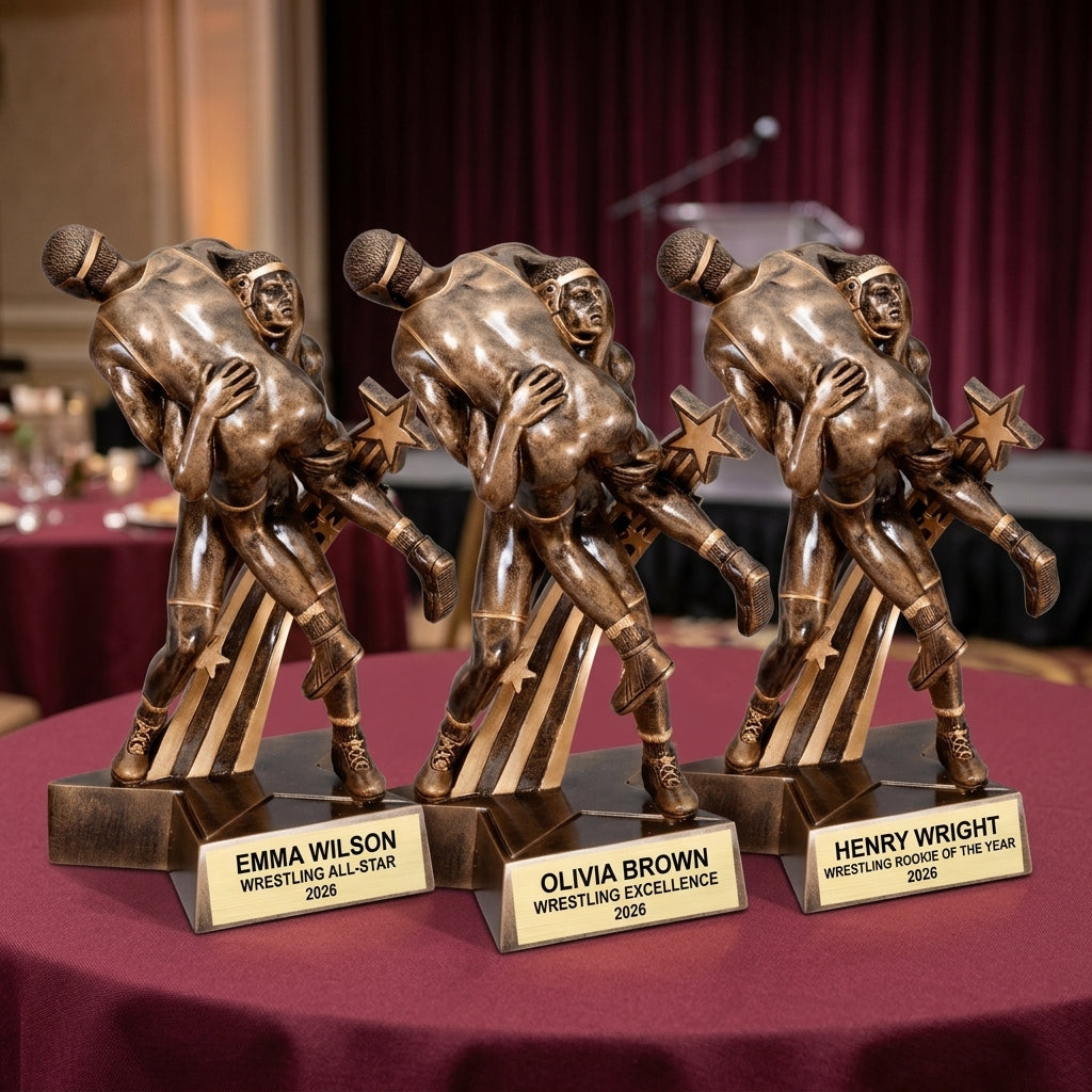 Wrestling Award Trophy | Personalized | Custom Engraved | Wrestling Champion | Team MVP | Gold Finish | Wrestling Gift - View 6