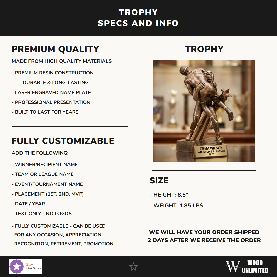 Wrestling Award Trophy 8.5"