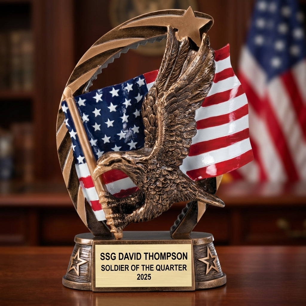 Military Trophy Award | Personalized | Custom Engraved | Retirement Gift | Service Award | Promotion Gift - View 1