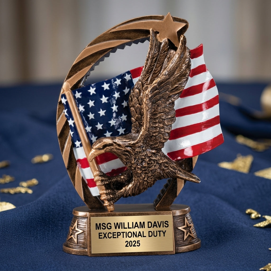 Military Trophy Award | Personalized | Custom Engraved | Retirement Gift | Service Award | Promotion Gift - View 2
