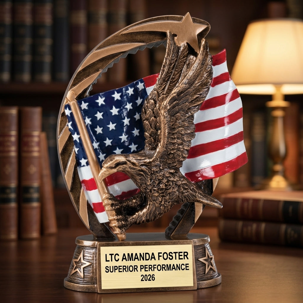 Military Trophy Award | Personalized | Custom Engraved | Retirement Gift | Service Award | Promotion Gift - View 3