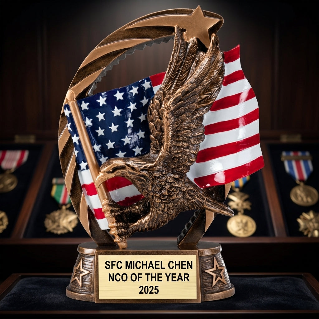 Military Trophy Award | Personalized | Custom Engraved | Retirement Gift | Service Award | Promotion Gift - View 4