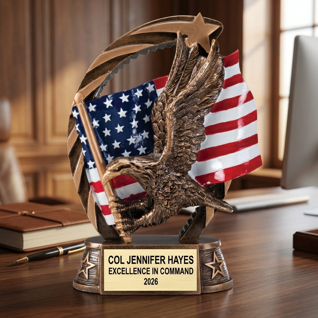 Military Trophy Award | Personalized | Custom Engraved | Retirement Gift | Service Award | Promotion Gift - View 5