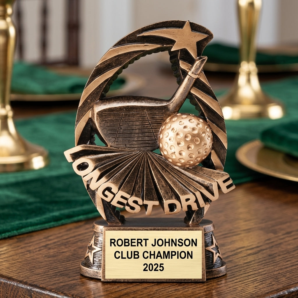 Golf Trophy Award | Personalized | Custom Engraved | Golf MVP | Gold Name Plate | Wood Unlimited - View 2