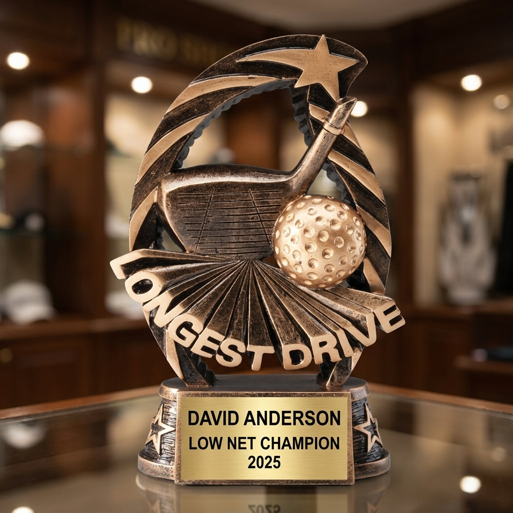 Golf Trophy Award | Personalized | Custom Engraved | Golf MVP | Gold Name Plate | Wood Unlimited - View 3