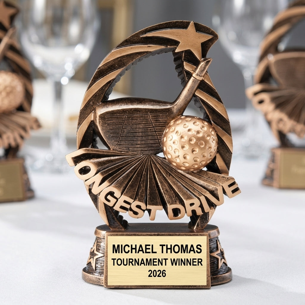 Golf Trophy Award | Personalized | Custom Engraved | Golf MVP | Gold Name Plate | Wood Unlimited - View 5