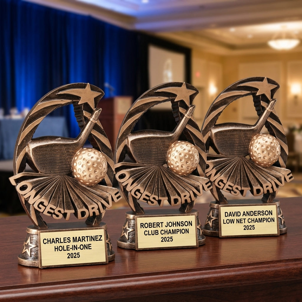 Golf Trophy Award | Personalized | Custom Engraved | Golf MVP | Gold Name Plate | Wood Unlimited - View 6