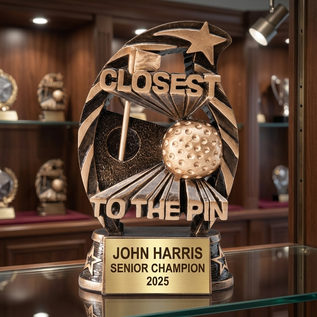 Golf Award Trophy | Personalized | Custom Engraved | Golf Tournament Prize | Champion Gift | Hole-in-One | Engraved Name Plate - View 3