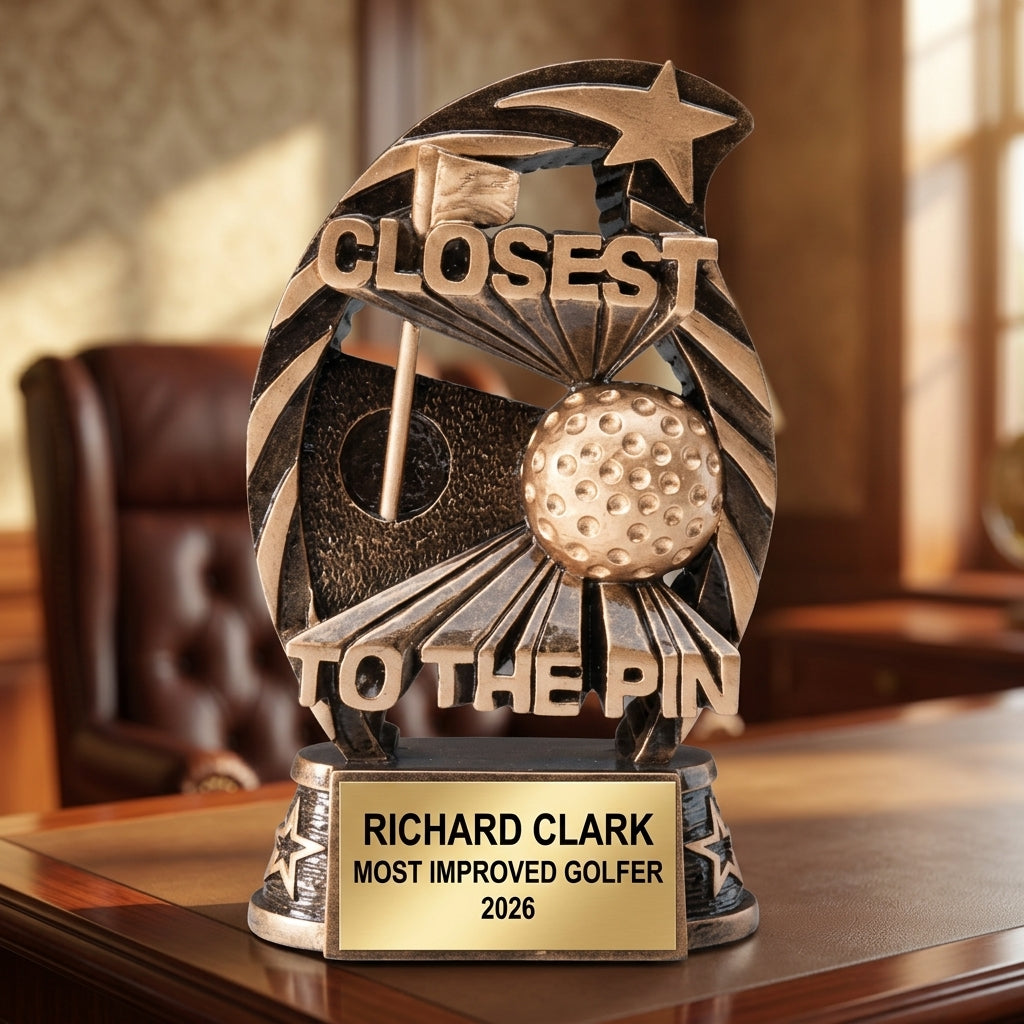Golf Award Trophy | Personalized | Custom Engraved | Golf Tournament Prize | Champion Gift | Hole-in-One | Engraved Name Plate - View 4