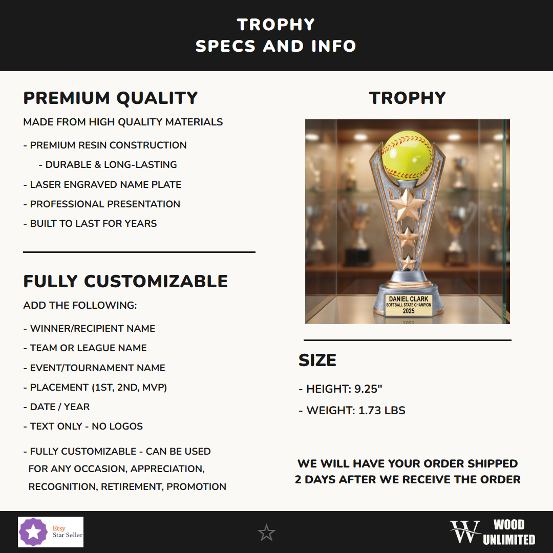 Fastpitch Softball Trophy specs