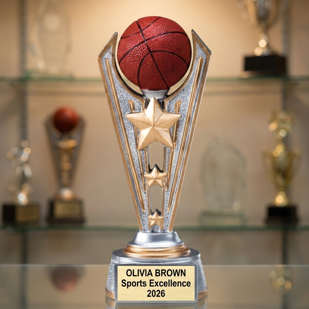 Basketball Award Trophy | Personalized Basketball Gift | Custom Engraved Name Plate | All-Star | Team Banquet | Basketball Trophy - View 1