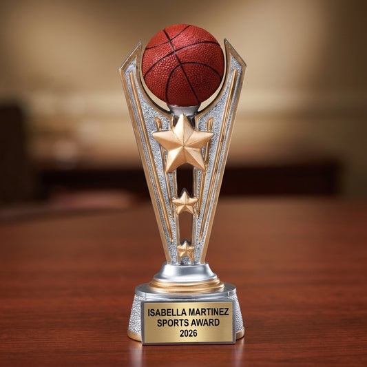 Basketball Award Trophy | Personalized Basketball Gift | Custom Engraved Name Plate | All-Star | Team Banquet | Basketball Trophy - View 2