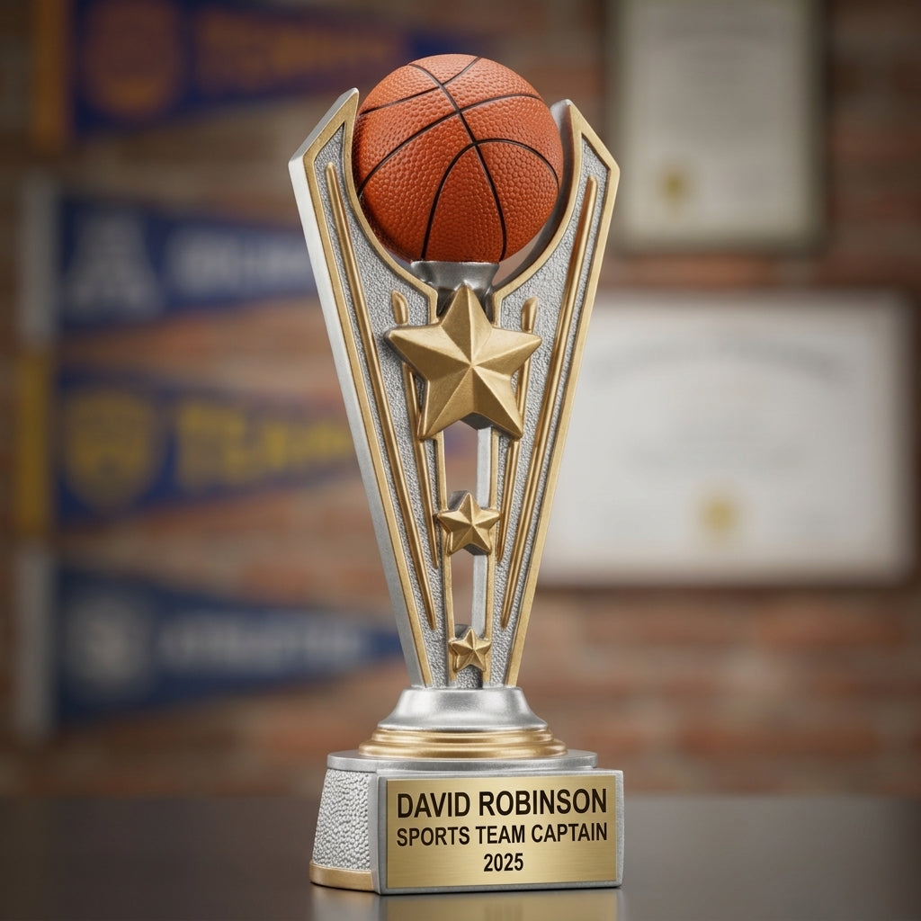 Basketball Award Trophy | Personalized Basketball Gift | Custom Engraved Name Plate | All-Star | Team Banquet | Basketball Trophy - View 3