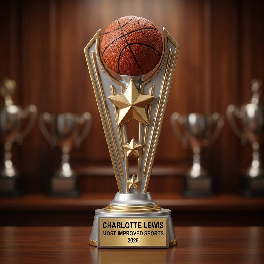Basketball Award Trophy | Personalized Basketball Gift | Custom Engraved Name Plate | All-Star | Team Banquet | Basketball Trophy - View 4