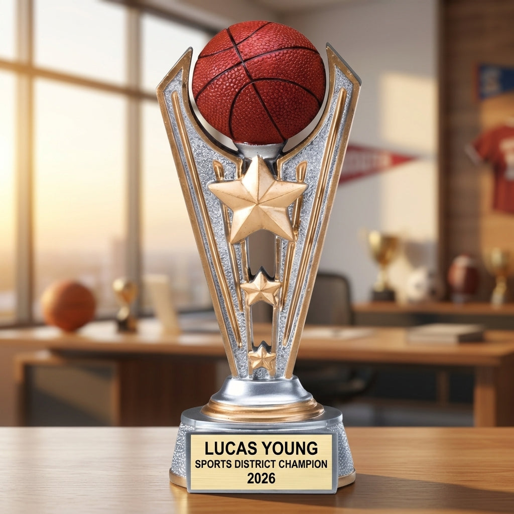 Basketball Award Trophy | Personalized Basketball Gift | Custom Engraved Name Plate | All-Star | Team Banquet | Basketball Trophy - View 5