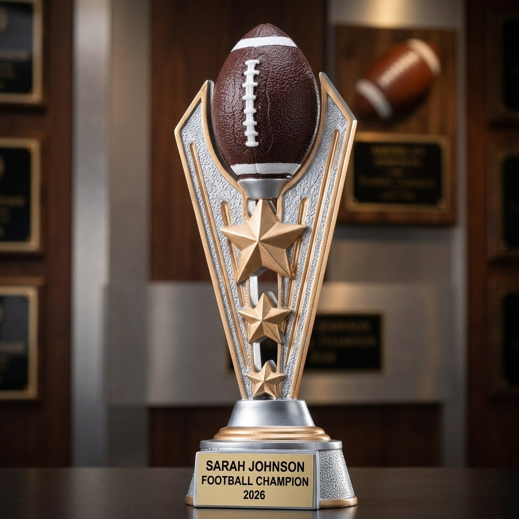 Football Trophy Award | Personalized | Custom Engraved | All Star Football Award | Football Gift | Team Award | Football Trophy - View 3