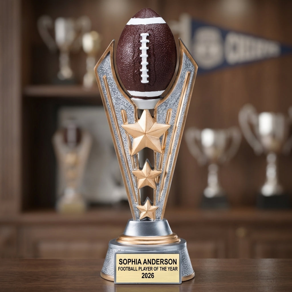 Football Trophy Award | Personalized | Custom Engraved | All Star Football Award | Football Gift | Team Award | Football Trophy - View 4