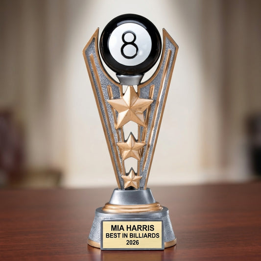 Billiards Trophy Award | Personalized 8-Ball | Custom Engraved Pool Award | Billiards Gift | Pool Tournament Trophy - View 2