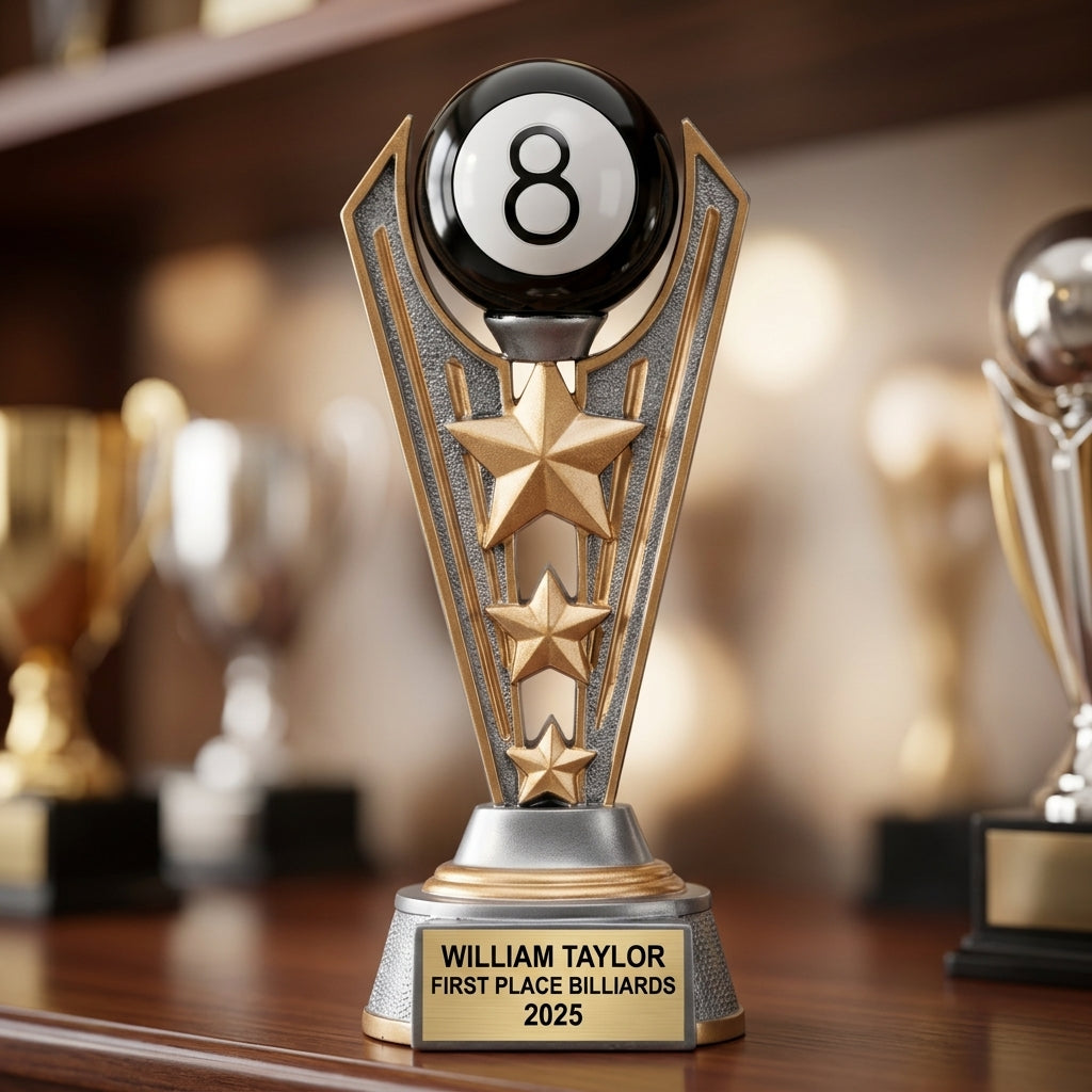 Billiards Trophy Award | Personalized 8-Ball | Custom Engraved Pool Award | Billiards Gift | Pool Tournament Trophy - View 4