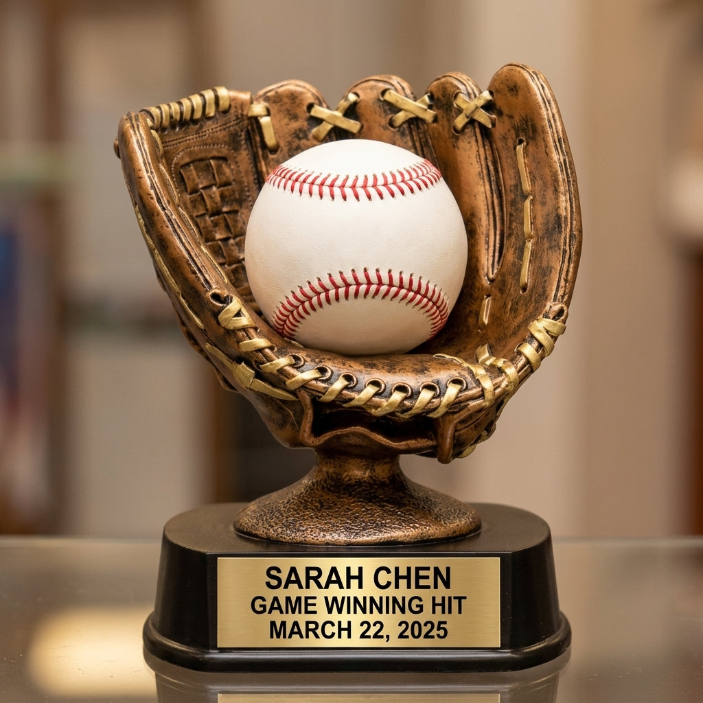 Baseball Ball Display | Softball Award | Personalized | Custom Engraved | Game Ball Holder | Homerun Ball Trophy - View 1