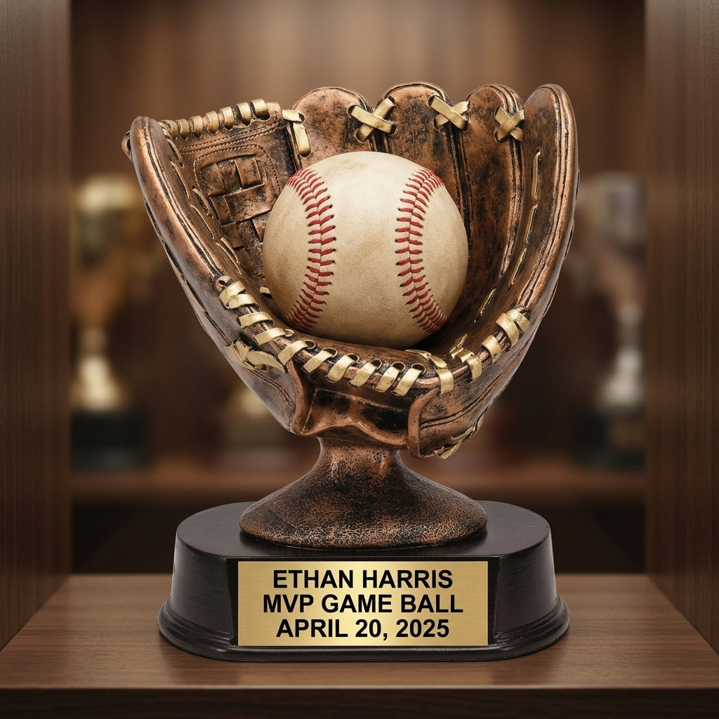 Softball Award Trophy | Personalized | Custom Engraved Softball Glove | Team MVP | End of Season | Softball Gift - View 1