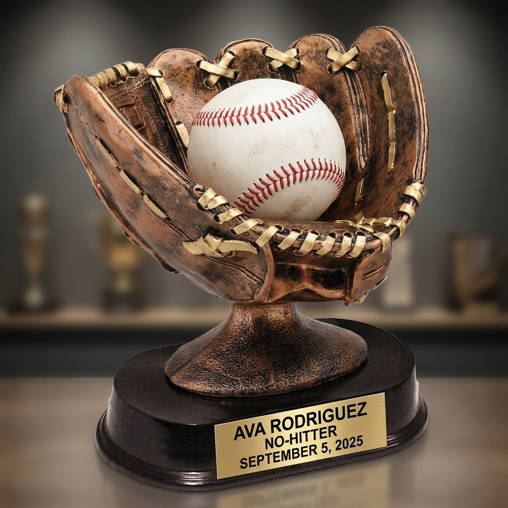Softball Award Trophy | Personalized | Custom Engraved Softball Glove | Team MVP | End of Season | Softball Gift - View 3