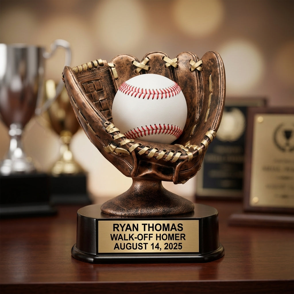 Softball Award Trophy | Personalized | Custom Engraved Softball Glove | Team MVP | End of Season | Softball Gift - View 4
