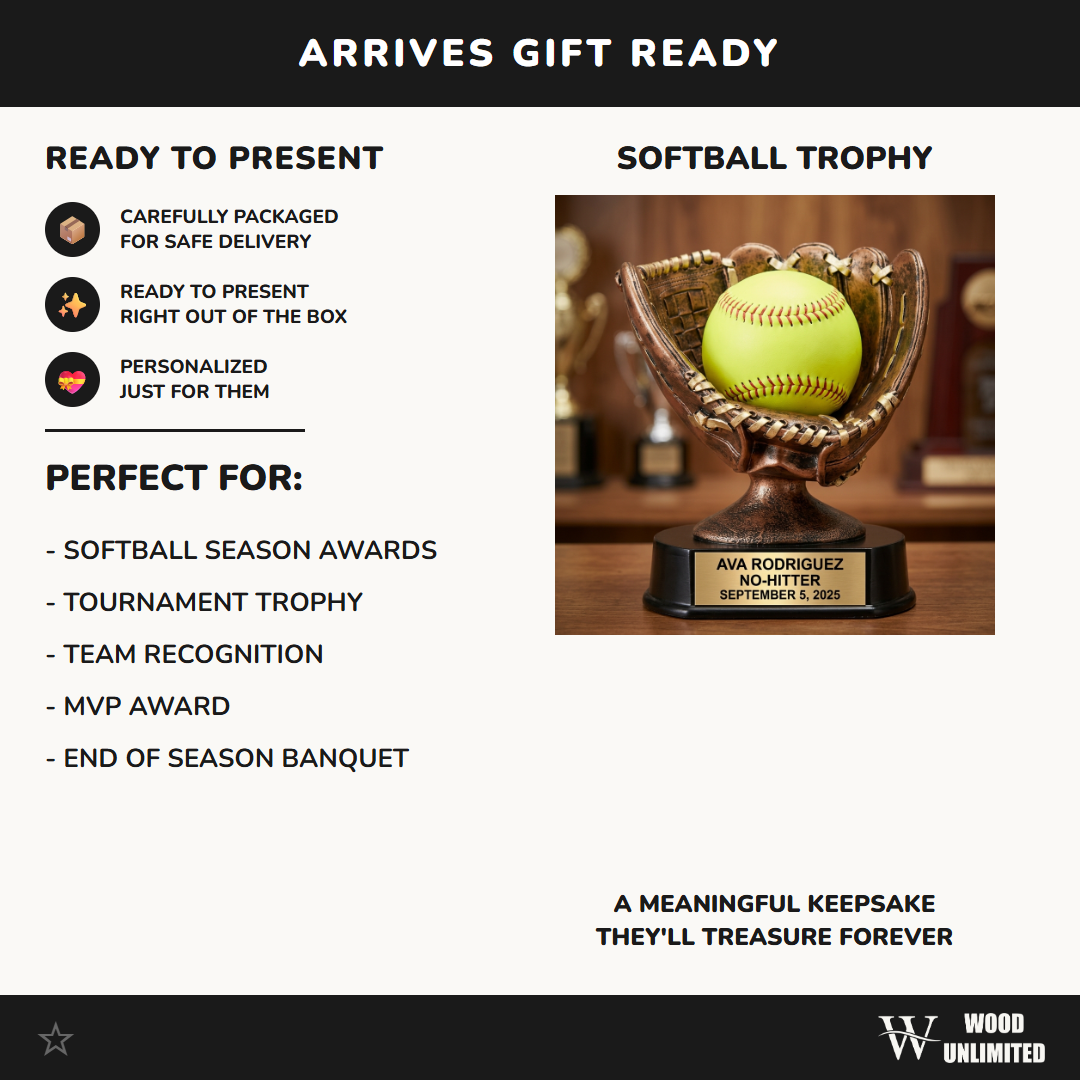 Softball Award Trophy | Personalized | Custom Engraved Softball Glove | Team MVP | End of Season | Softball Gift