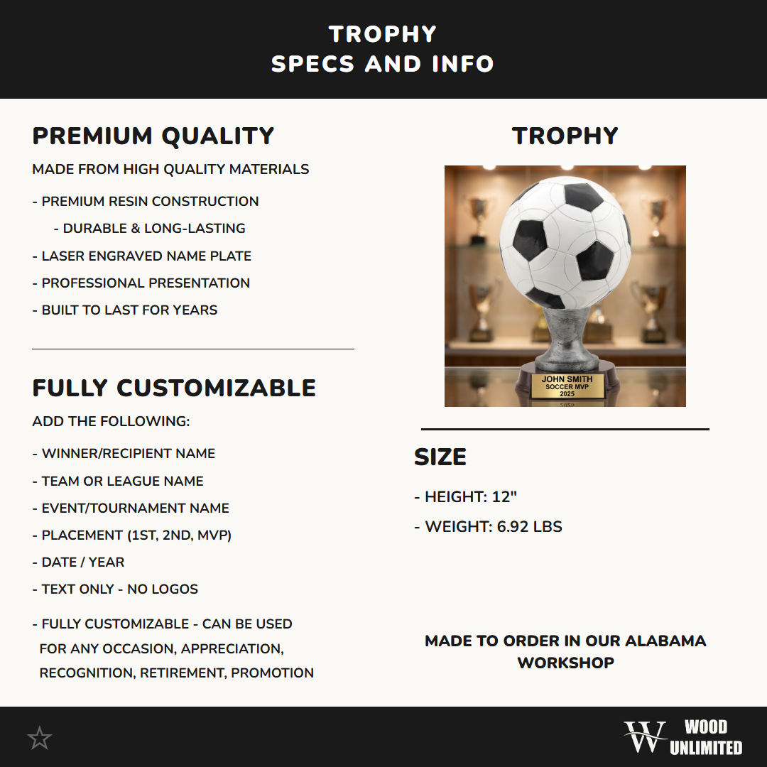 Personalized | Soccer Award | Custom Engraved | Soccer Trophy | Personalized Award | Engraved Soccer | MVP Trophy | Coach Gift