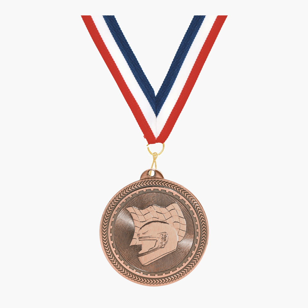 Personalized Racing Medals with Neck Ribbon - Gold Silver Bronze - Custom Engraved