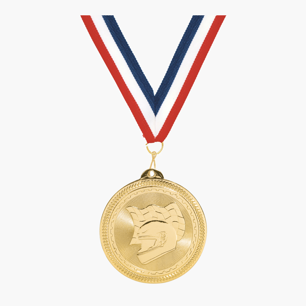 Personalized Racing Medals with Neck Ribbon - Gold Silver Bronze - Custom Engraved