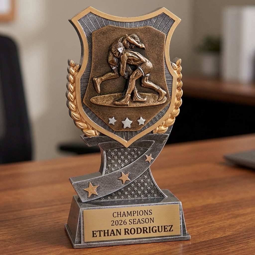 Personalized Wrestling Trophy 6" - Custom Engraved SA for Team, Coach & MVP - View 2